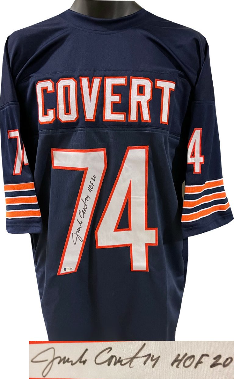 Jim Covert signed Chicago Custom Stitched Pro Style Jersey #74 &  HOF 20 XL- BAS