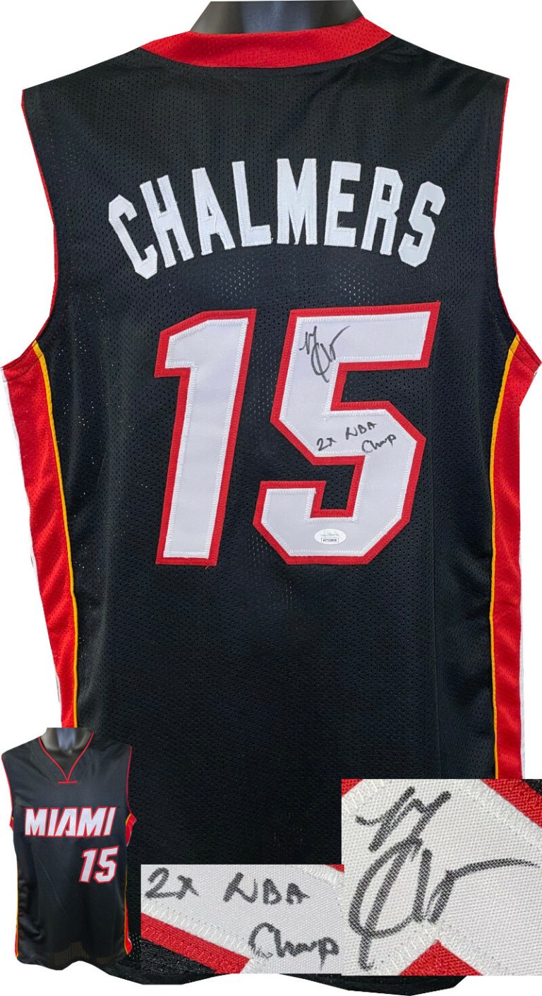 Mario Chalmers signed Miami Black Custom Pro Style Jersey w/ 2X NBA Champ - JSA