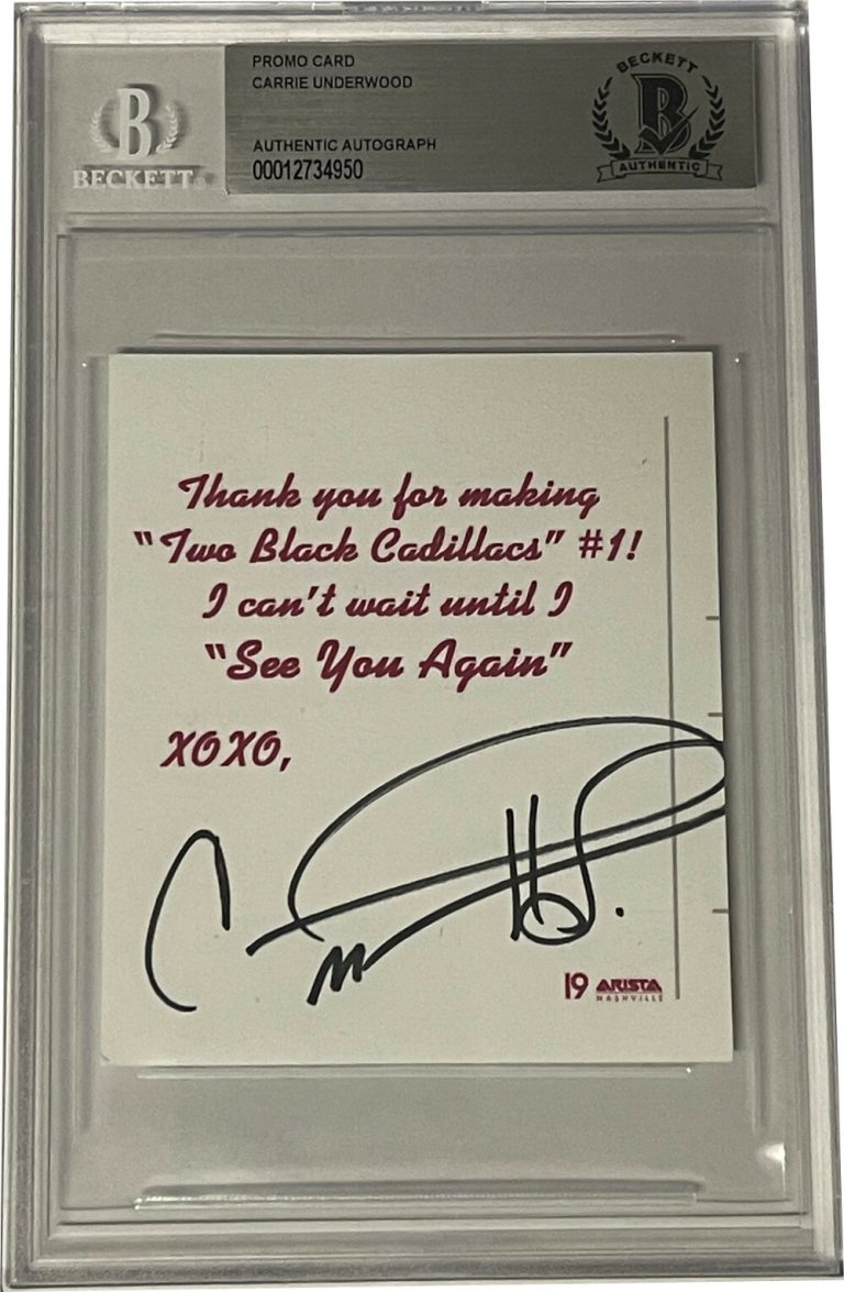 Carrie Underwood signed Two Black Cadillacs #1 Thank You Cut- BAS/Beckett Encap