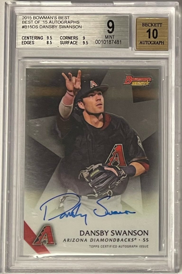 Dansby Swanson signed 2015 Bowman's Best RC- Beckett/BAS Graded 9 Mint/10 Auto