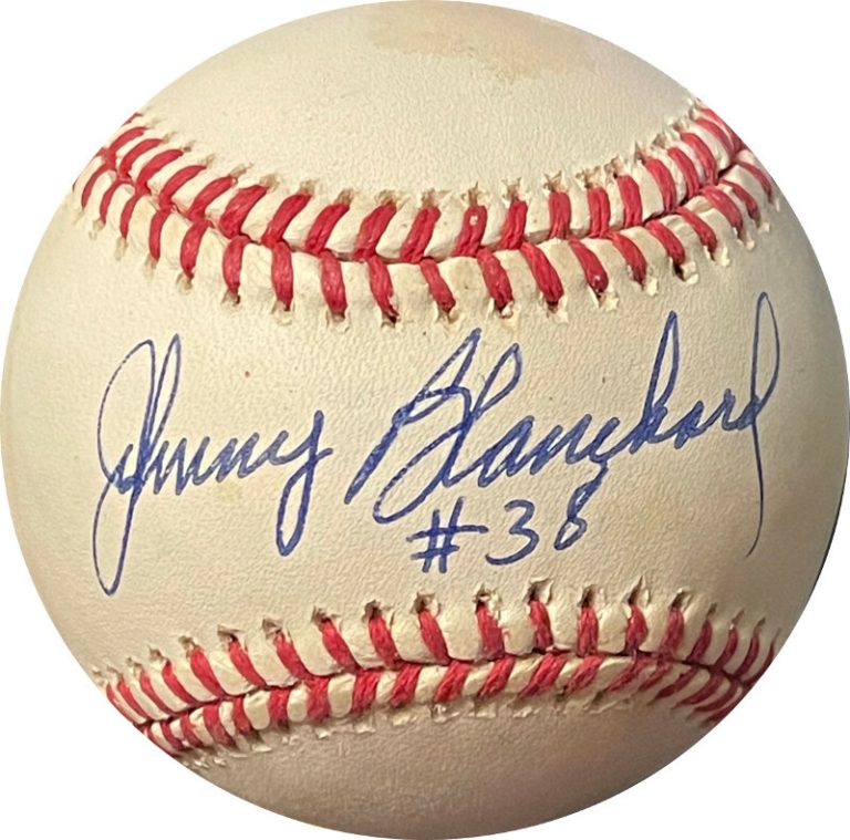 Johnny Blanchard signed ROAL Rawlings Official American League Baseball #38 tone