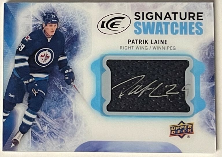 Patrik Laine signed 2016-17 Upper Deck Signature Swatches Card #SS-PL-imperfect