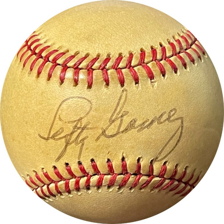 Lefty Gomez signed ROAL Rawlings OFC American League Baseball toned- JSA LOA