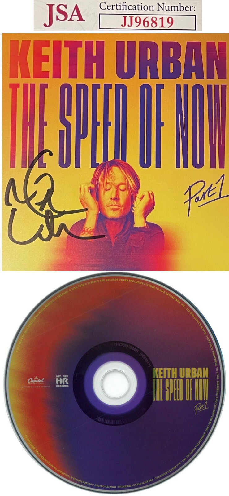 Keith Urban signed 2020 The Speed of Now Part 1 Album Cover w/ CD & Case- JSA