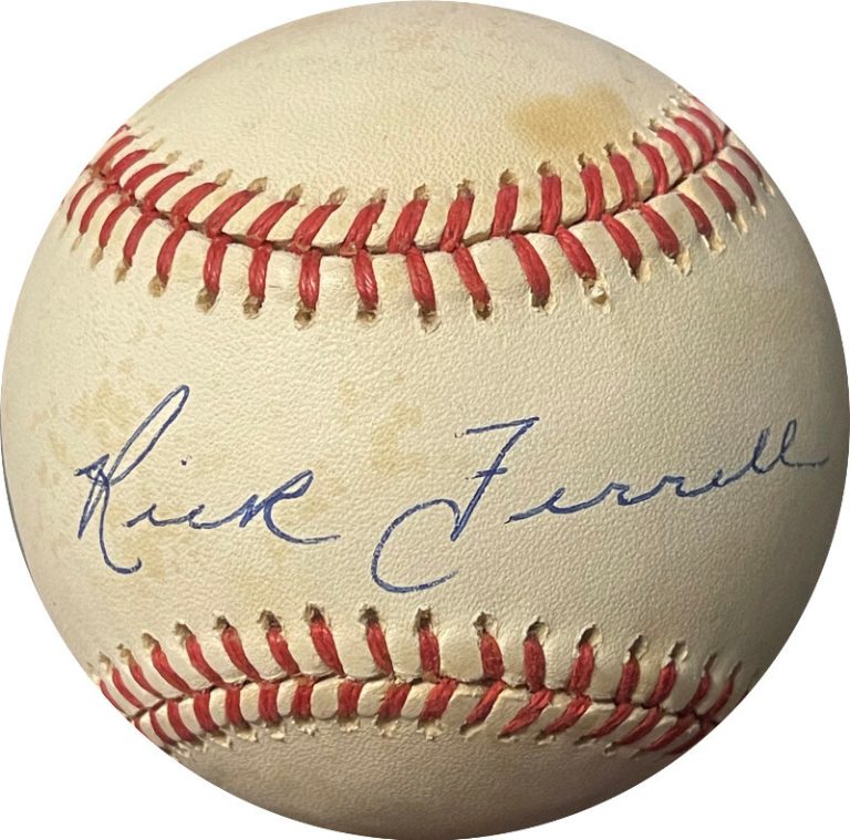 Rick Ferrell signed ROAL Rawlings Official American League Baseball Tone Spots