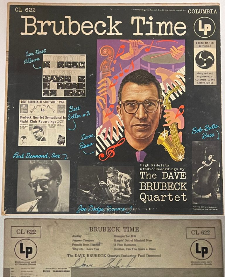 Dave Brubeck signed 1955 Columbia Records Brubeck Time Album LP/Vinyl/Record