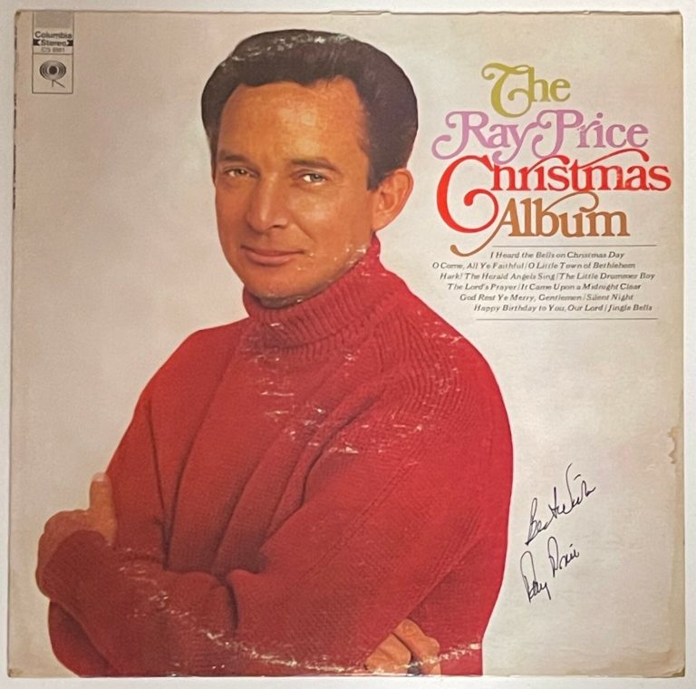 Ray Price signed 1969 Christmas Album Cover/LP/Vinyl/Record w/ Best Wishes