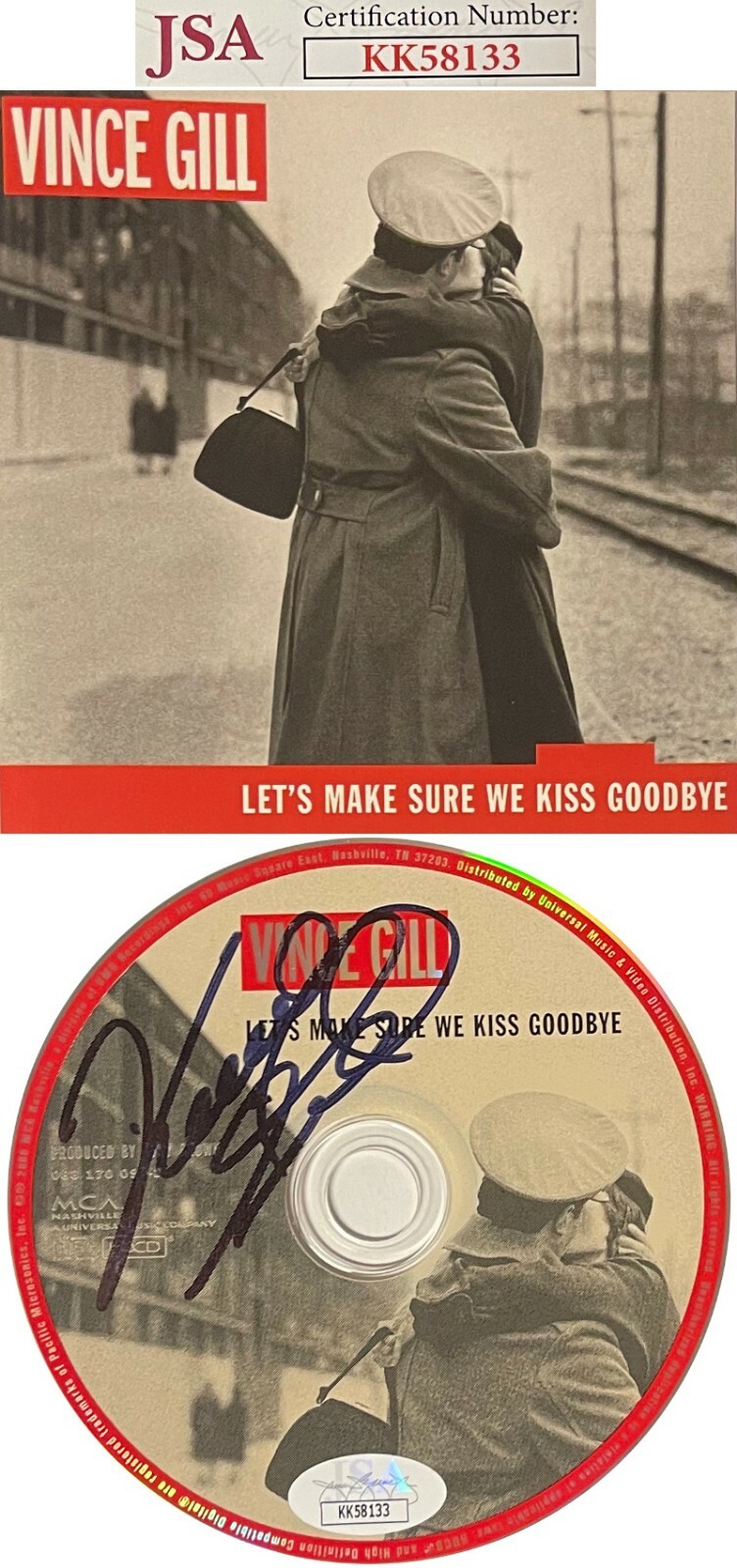 Vince Gill signed 2000 Let's Make Sure We Kiss Goodbye Album CD w/Cover/Case JSA