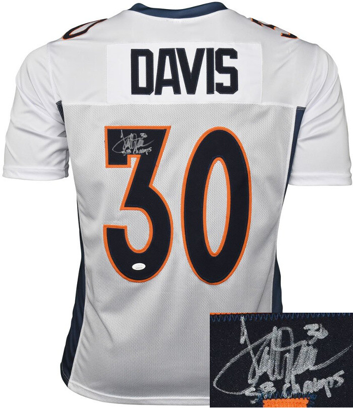 Terrell Davis signed Denver White Custom Pro Style Jersey SB Champs XL- JSA