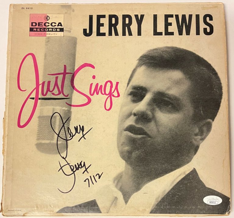 Jerry Lewis signed 1956 Decca Records Just Sings Album Cover/LP/Record wear- JSA