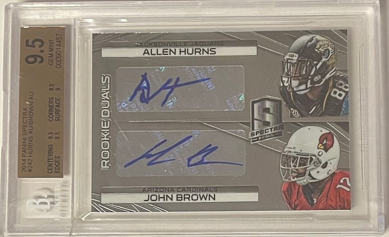 Allen Hurns/John Brown signed 2014 Panini Spectra Card- BAS Graded 9.5/Auto 10