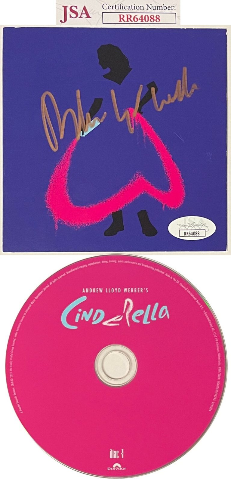 Andrew Lloyd Webber signed 2021 Cinderella Art Card/Album Cover Booklet & CD-JSA