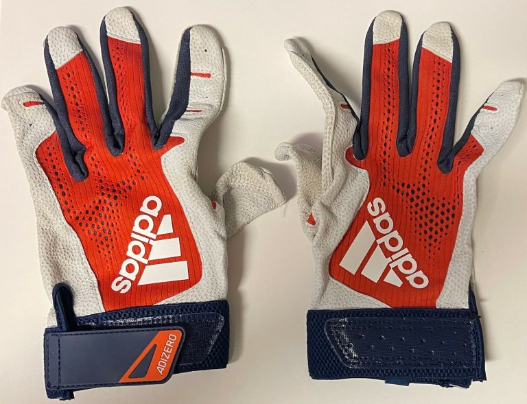 Carlos Correa Astros Game Worn Used Adidas White/Blue CC1 Batting Gloves XL Pair