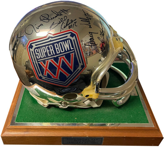 QB LEGENDS signed SB XXV Proline Helmet 12 sig George Blanda/Jim Plunkett - BAS