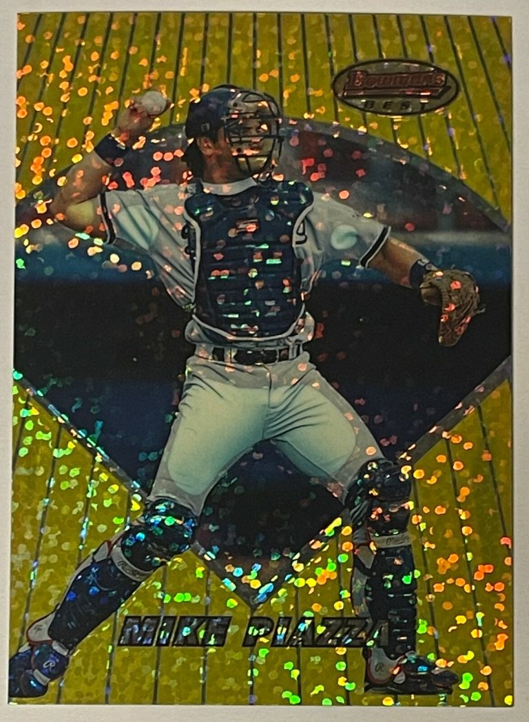 Mike Piazza LA Dodgers 1996 Bowman's Best/Topps Atomic Refractor Card #BBP7