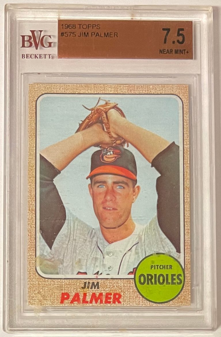 Jim Palmer 1968 Topps Baseball Card #575- BVG Graded 7.5 Near Mint+