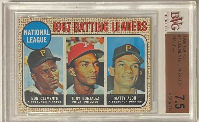 Roberto/Bob Clemente 1968 Topps 1967 Batting Leaders Card #1- BVG Graded 7.5 NM+