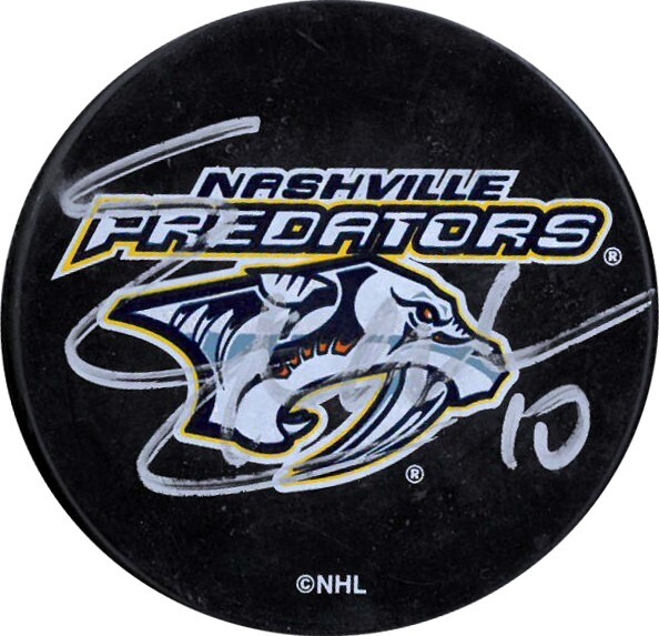 Martin Erat signed Nashville Predators Logo Hockey Puck #10- JSA #RR76690