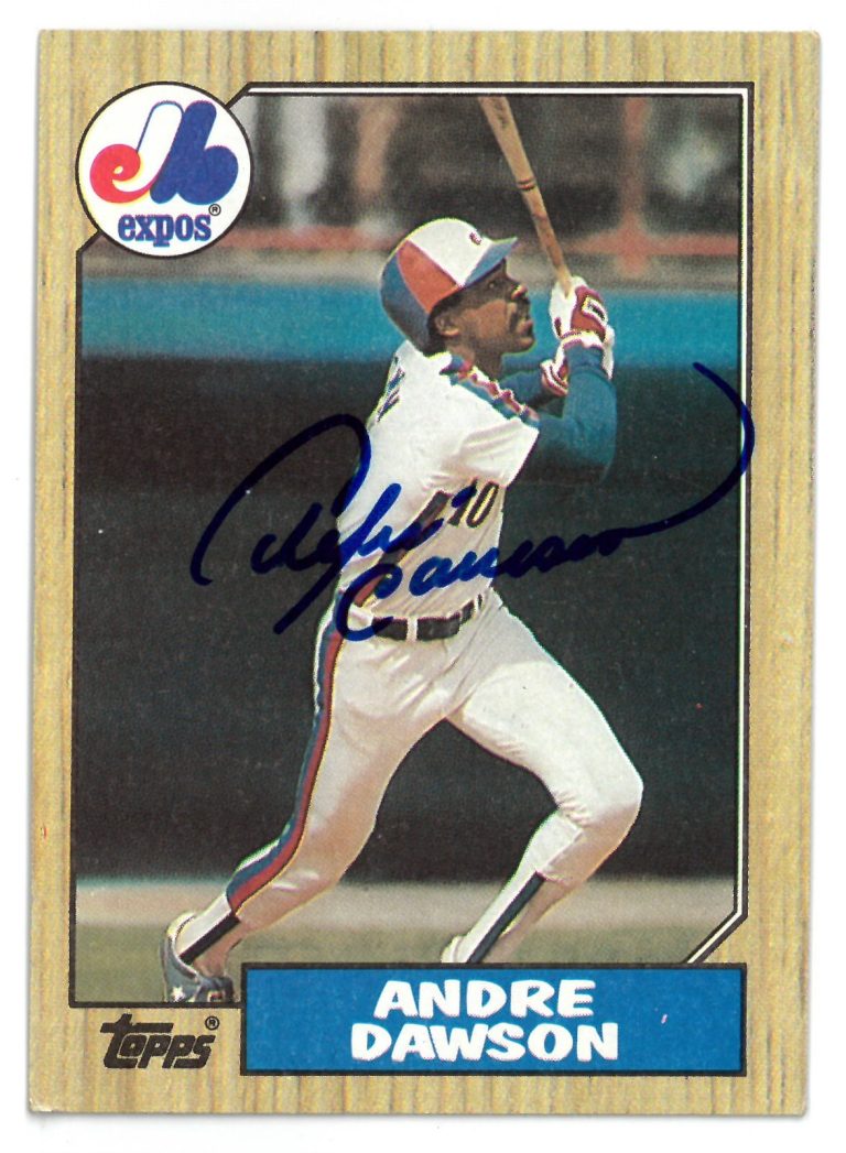 Andre Dawson signed Montreal Expos 1987 Topps Baseball On Card Auto  #345 - JSA