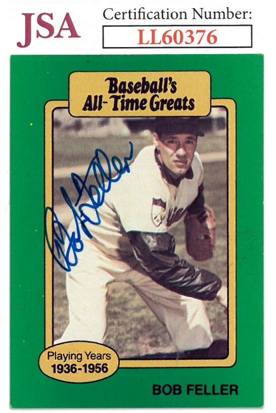 Bob Feller signed Indians 1987 Hygrade Baseball's All-Time Greats On Card- JSA