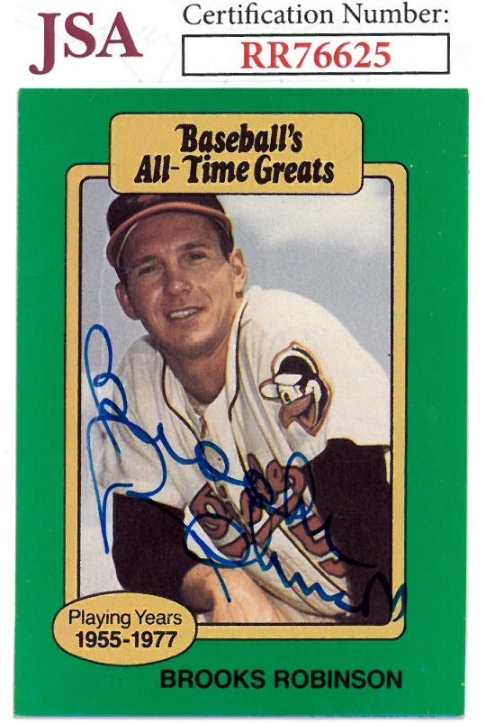 Brooks Robinson Orioles signed 1987 Hygrade Baseball Card- JSA (On Card Auto)
