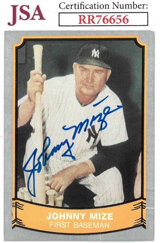 Johnny Mize signed 1989 Pacific Baseball Legends Card #180 - JSA (On Card Auto)