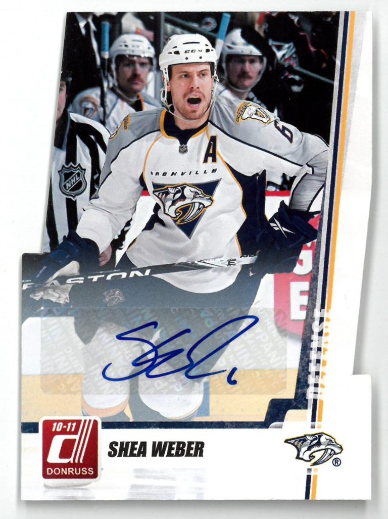 Shea Weber signed 2010-11 Donruss Panini Auto Die Cut Card #9- 24/25