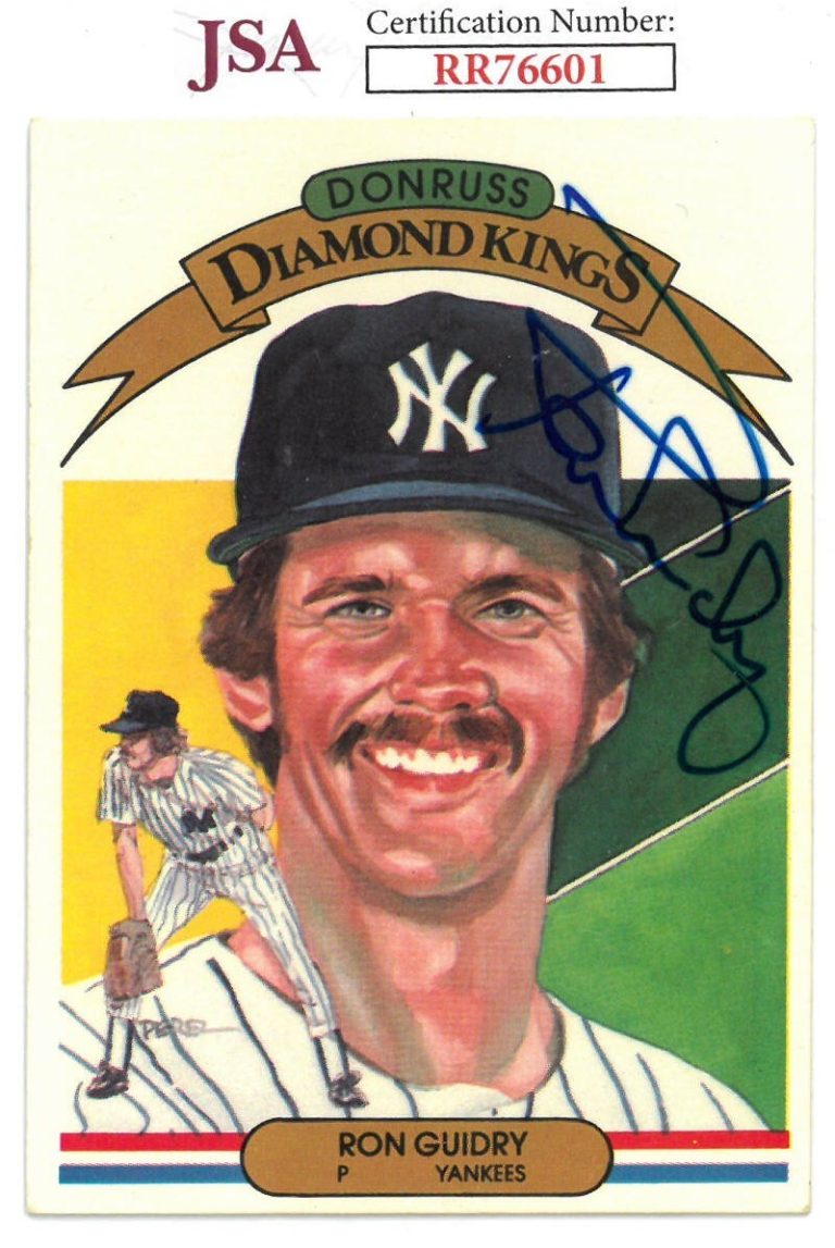 Ron Guidry signed 1982 Donruss Card #17- JSA #RR76601 (On Card Auto)