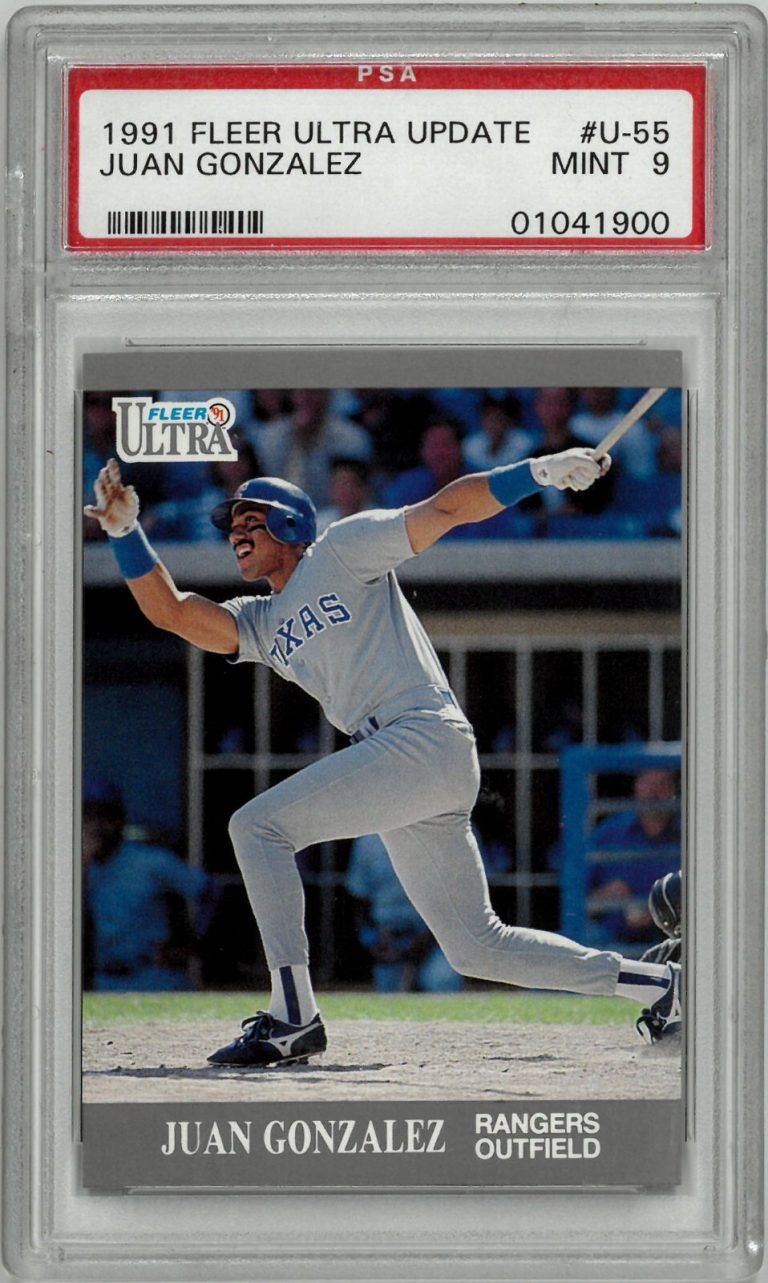 Juan Gonzalez 1991 Fleer Ultra Update Rookie Card #U-55- PSA Graded 9 Mint