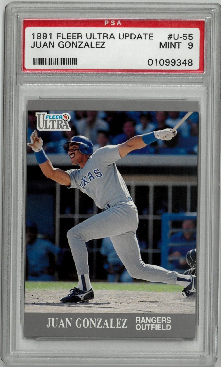 Juan Gonzalez 1991 Fleer Ultra Update Rookie Card #U-55- PSA Graded 9 Mint