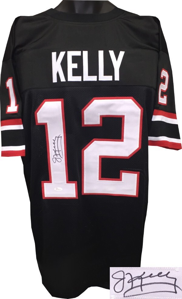 Jim Kelly signed Gamblers Black Custom Stitched Pro Style Football Jersey- JSA