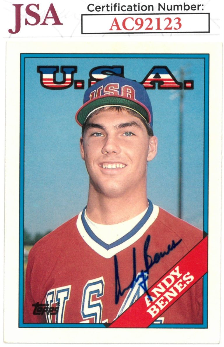 Andy Benes signed 1988 Topps Traded Team USA Rookie Card (RC) #14T- JSA