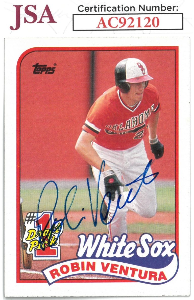 Robin Ventura signed 1989 Topps Card #764- JSA White Sox/OSU/On Card Auto