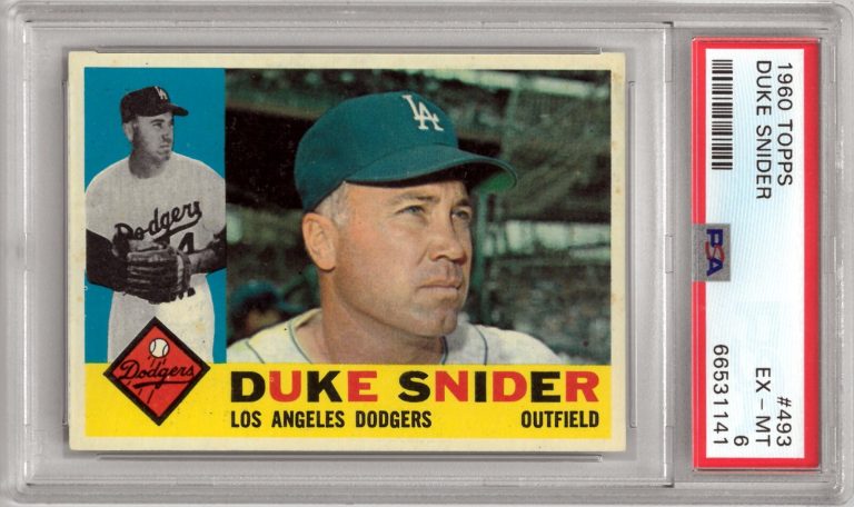 Duke Snider 1960 Topps Baseball Card #493- PSA Graded 6 EX-MT (LA Dodgers)