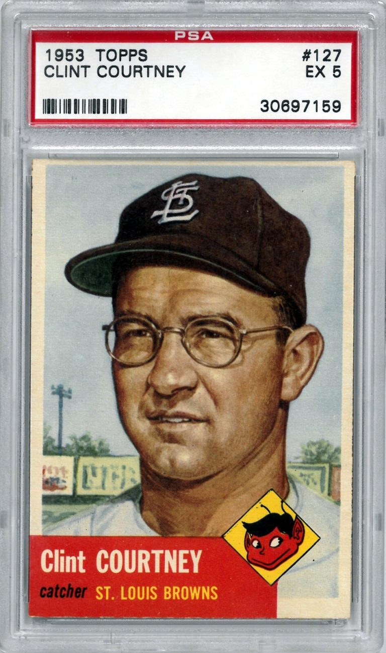 Clint Courtney 1953 Topps Baseball Card #127- PSA Graded 5 EX (St. Louis Browns)