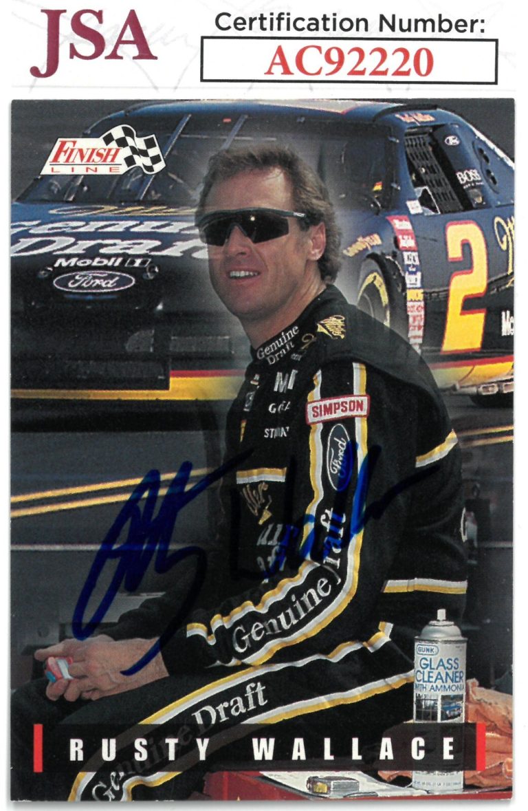 Rusty Wallace signed 1995 Finish Line Nascar Card #34 - JSA #AC92220