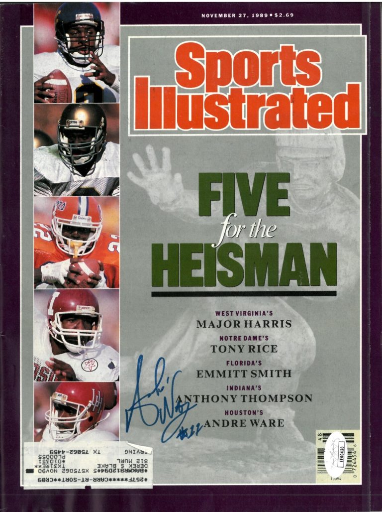 Andre Ware signed Sports Illustrated Full Magazine 11/27/1989- JSA #EE60430
