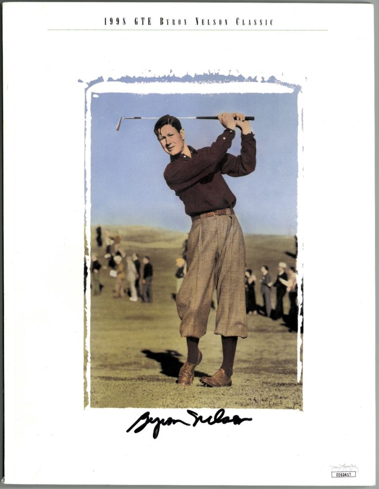 Byron Nelson signed 1998 GTE Byron Nelson PGA Golf Classic Program- JSA #EE63417