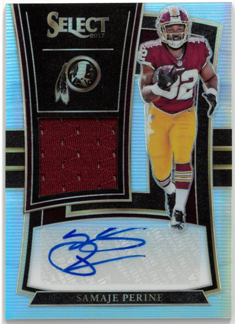 Samaje Perine signed 2017 Panini Select Auto/Patch RPA Card #RM-SP- 045/199