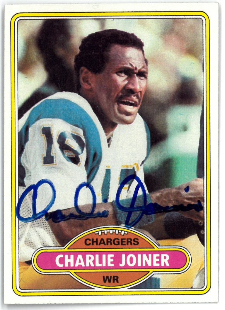 Charlie Joiner signed 1980 Topps Football Card #28- COA (San Diego Chargers)