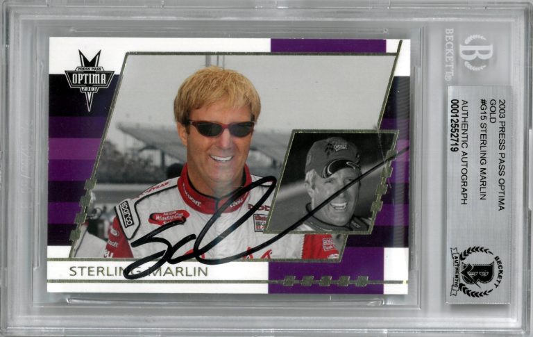 Sterling Marlin signed NASCAR 2003 Press Pass Optima Gold On Card Auto #G15- BAS