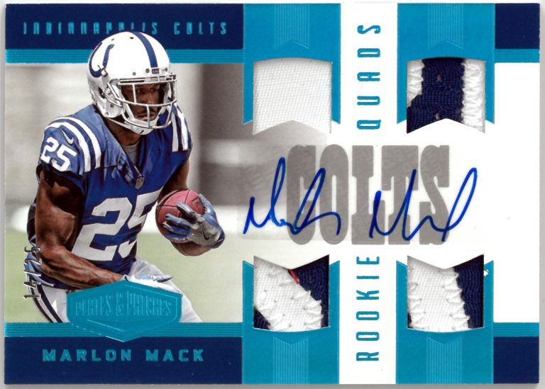 Marlon Mack signed 2017 Panini Plates & Patches Rookie/RPA Quads Auto Patch /25