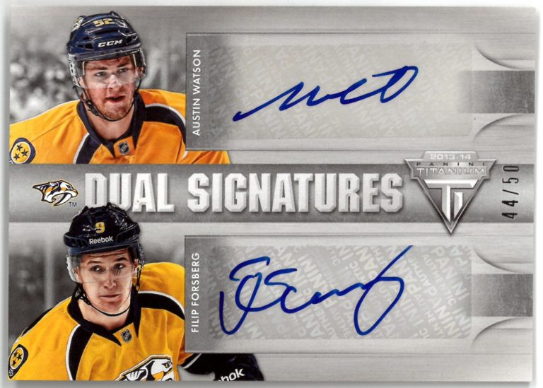 Filip Forsberg & Austin Watson dual auto  2013-14 Panini Titanium Hockey 44/50