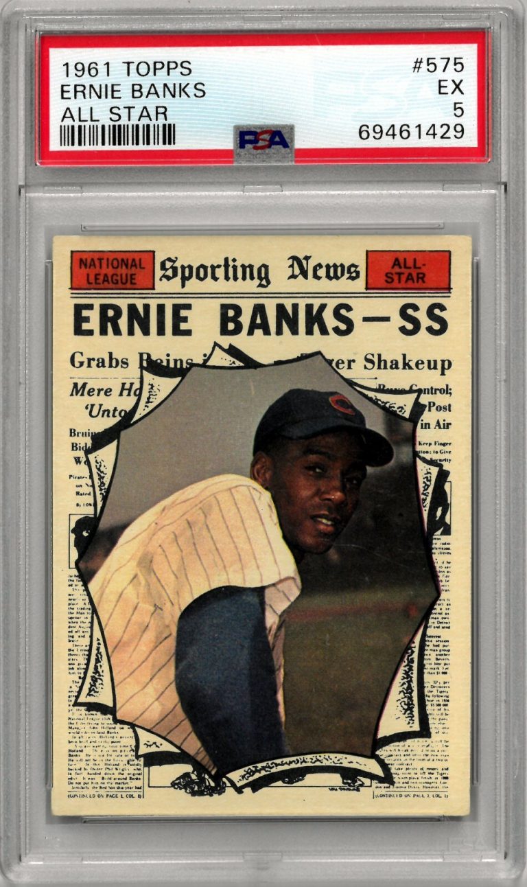 Ernie Banks 1961 Topps All Star Baseball Card #575- PSA Graded 5 EX Chicago Cubs