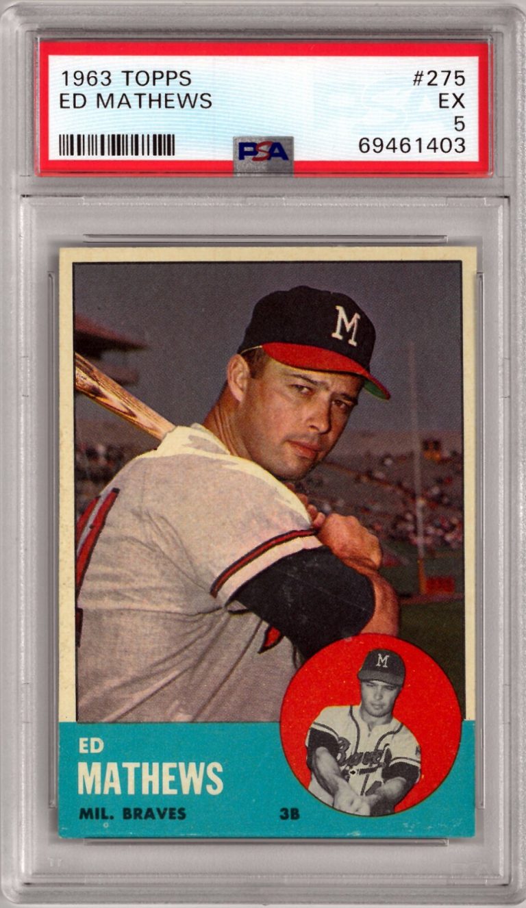 Eddie/Ed Mathews 1963 Topps Baseball Card #275- PSA Graded 5 EX (Milwaukee Brave
