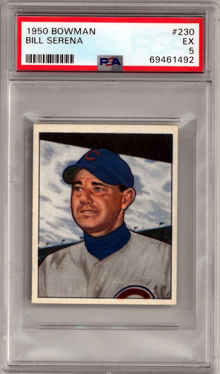 Bill Serena 1950 Bowman Baseball Card #230  -  PSA Graded 5 EX (Chicago Cubs)