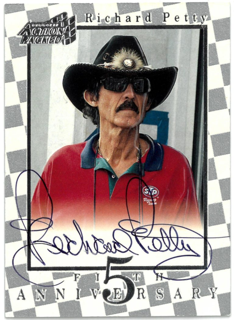 Richard Petty signed 1997 Pinnacle Action Racing 5th Anniversary NASCAR On Card