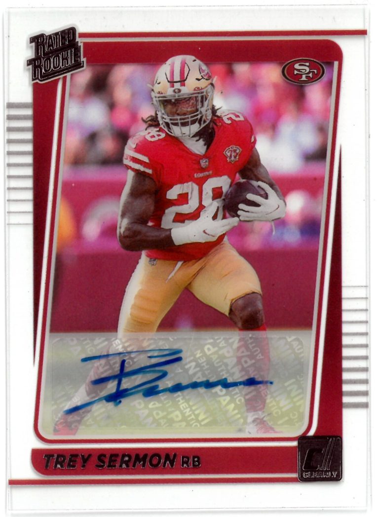 Trey Sermon signed 2021 Panini Clearly Donruss Rated Rookie Card Auto (RC) #79