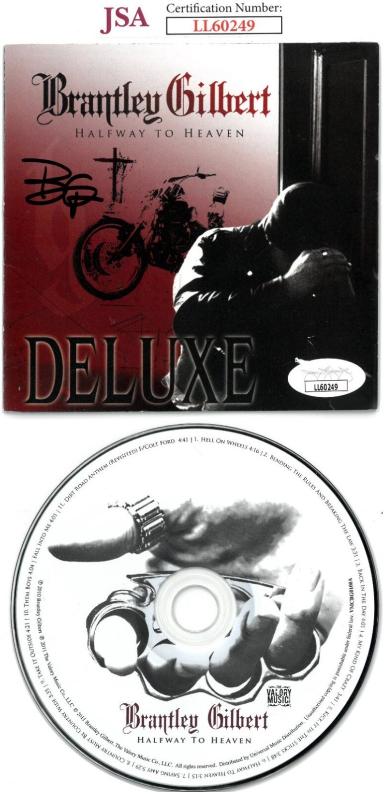 Brantley Gilbert signed 2010 Hallway To Heaven Album Cover Booklet w/ CD- JSA
