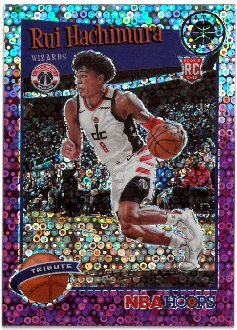 Rui Hachimura 2019-20 NBA Hopps Premium Stock Tribute Purple Disco Prizm Card RC
